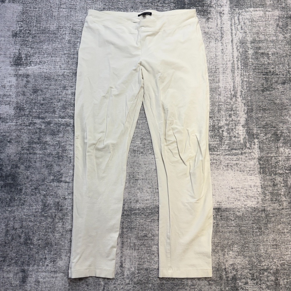 Eileen Fisher Pants Womens Small Stretch Crepe Slim Ankle Bone Ivory Washable‎